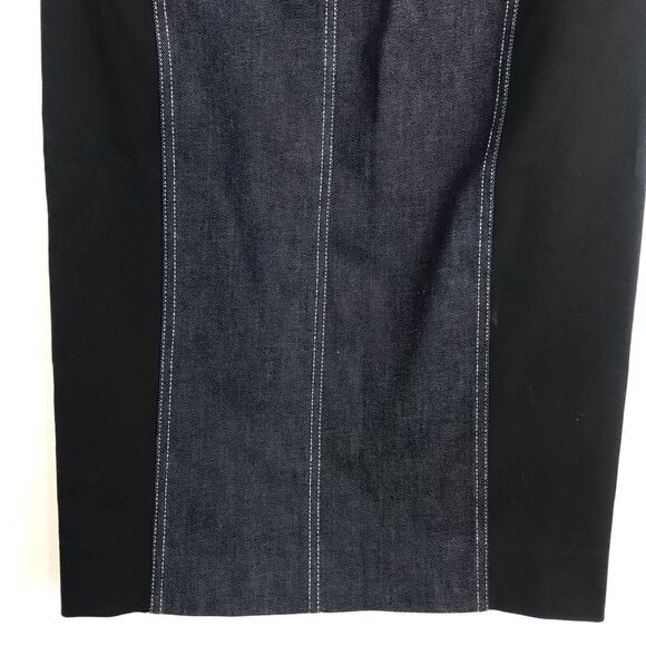 Diane Von Furstenberg InBan Design Band Zip Front Fitted Denim Jean Pencil Skirt - Picture 8 of 16